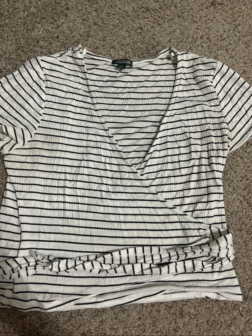 wild fable Black & White Striped Wrap Crop Top